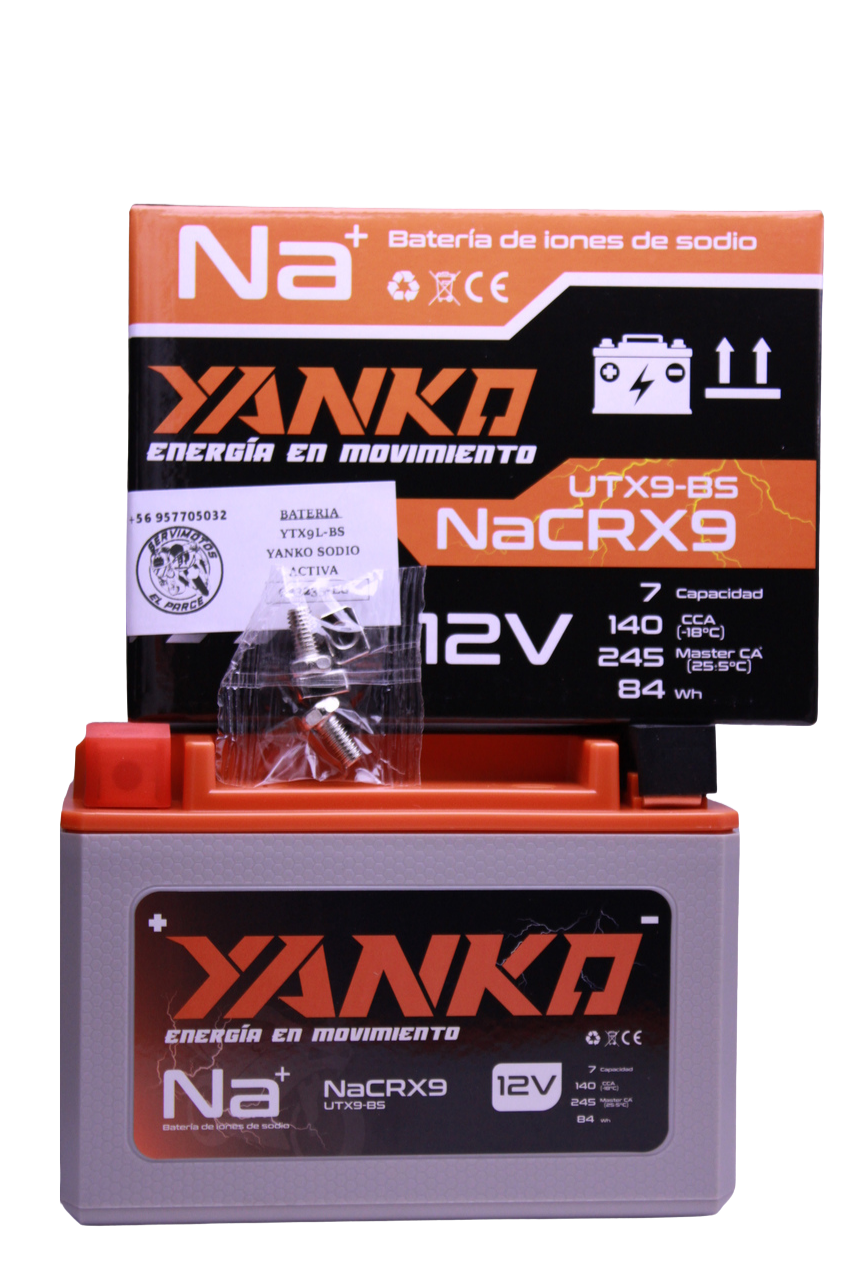 Batería de Sodio Yanko NaCRX9 / YTX9L-BS / UTX9-BS — Pulsar 200NS/RS, Dominar 250/400, KTM 200/250/390