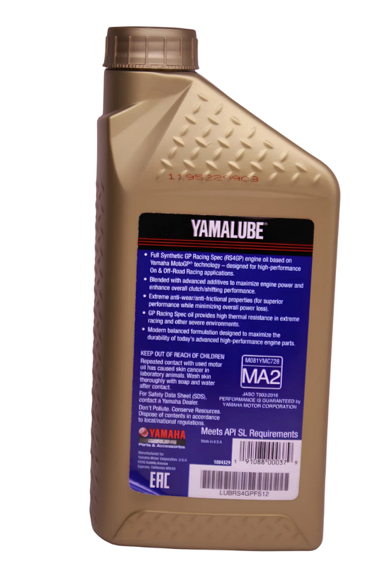Yamalube 4T 10W-40 Racing — Aceite de motor 100% sintético para moto