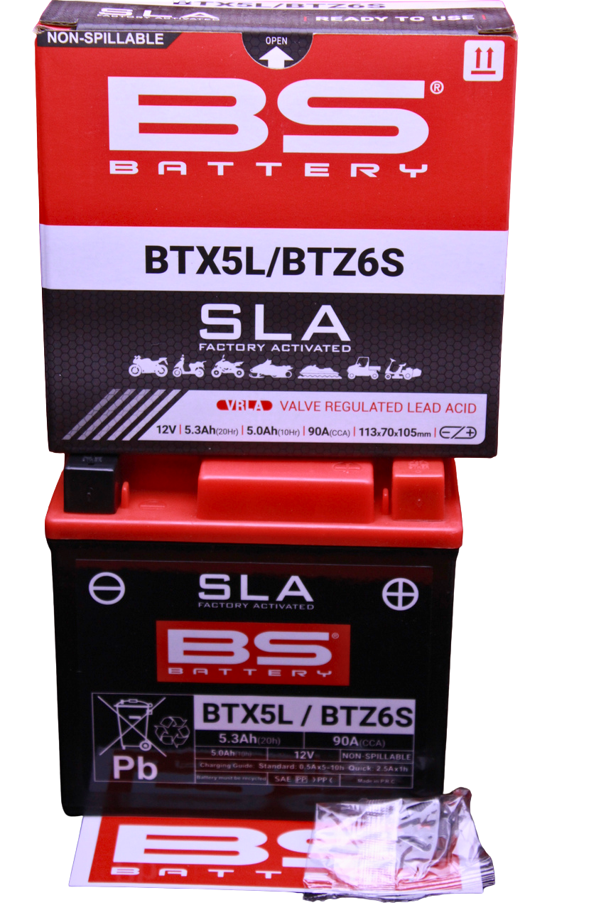 Batería BS BTX5L / BTZ6S — Batería para moto sellada sin mantenimiento