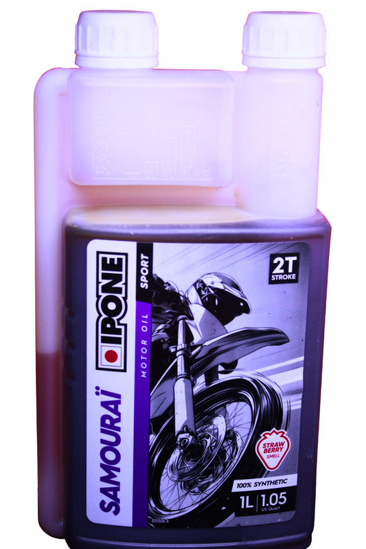 Ipone Samurai Racing 2T — Aceite de motor 100% sintético para moto 2 tiempos (aroma fresa)