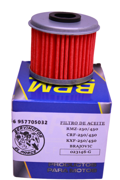 Filtro de Aceite — Suzuki RMZ 250/450 · Honda CRF 250/450 · Kawasaki KX-F 250/450
