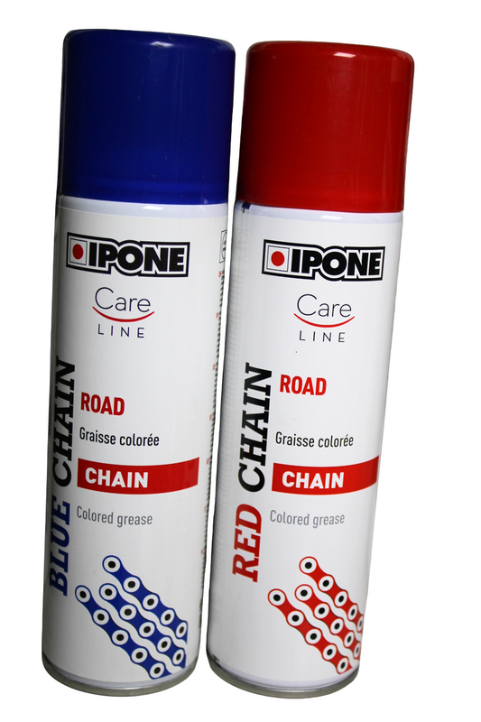 Ipone Chain Lube — Lubricante de cadena para moto (Rojo / Azul / Blanco)