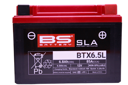 Batería BS Battery BTX6.5L — Batería sellada sin mantenimiento para moto