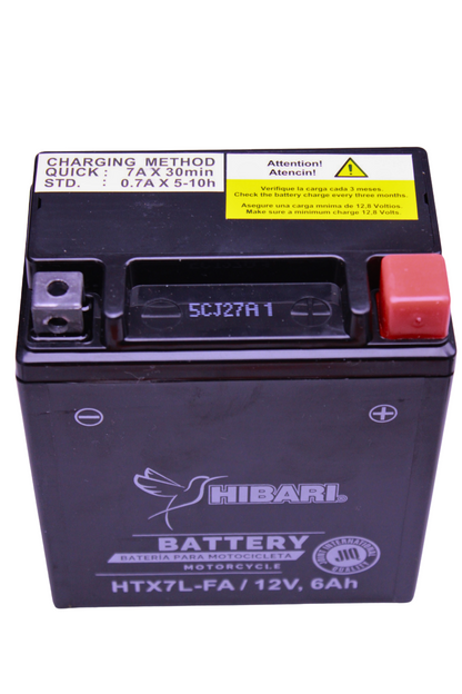 Batería Hibari HTX7L — Batería AGM sellada activada para moto