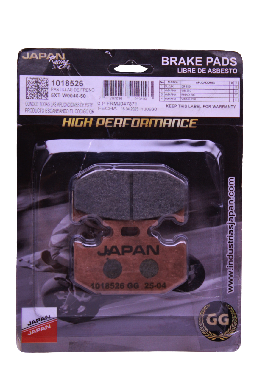 Pastillas de Freno Traseras Japan — FZ 250 / DR 650 / MT-03