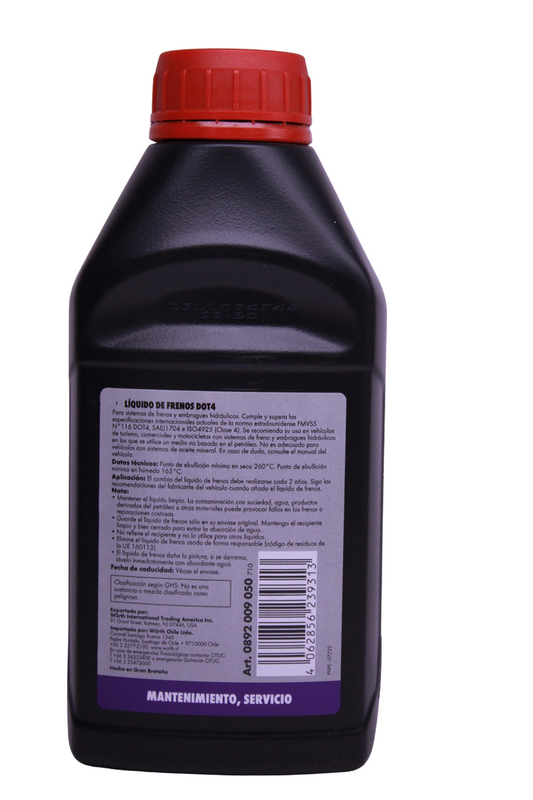 Líquido de Frenos Würth DOT 4 — Para moto 500ml
