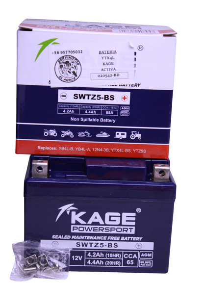 Batería Kage PowerSport SWTZ5-BS — Batería sellada sin mantenimiento para moto