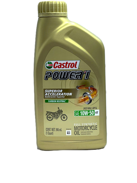 Castrol Power 1 4T 10W-50 — Aceite de motor 100% sintético para moto