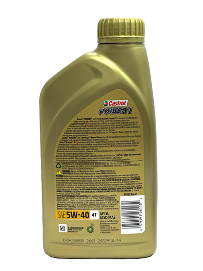 Castrol Power 1 4T 5W-40 — Aceite de motor 100% sintético para moto