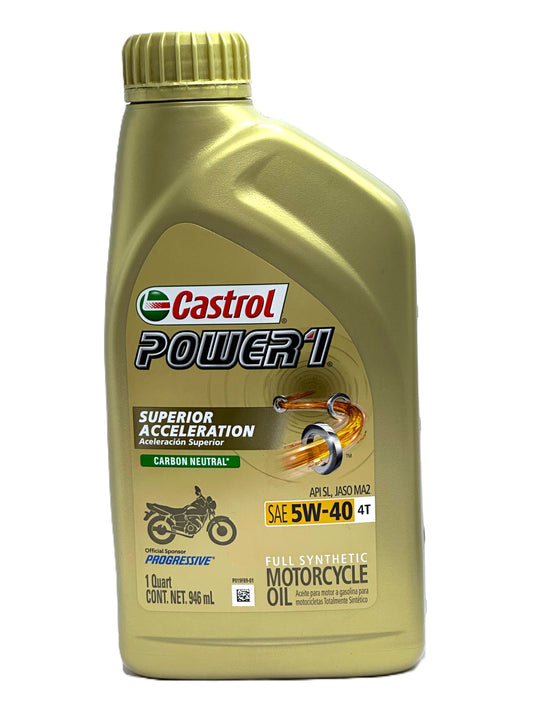 Castrol Power 1 4T 5W-40 — Aceite de motor 100% sintético para moto