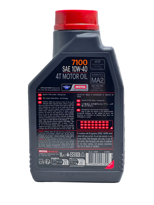 Motul 7100 4T 10W-40 — Aceite de motor 100% sintético para moto