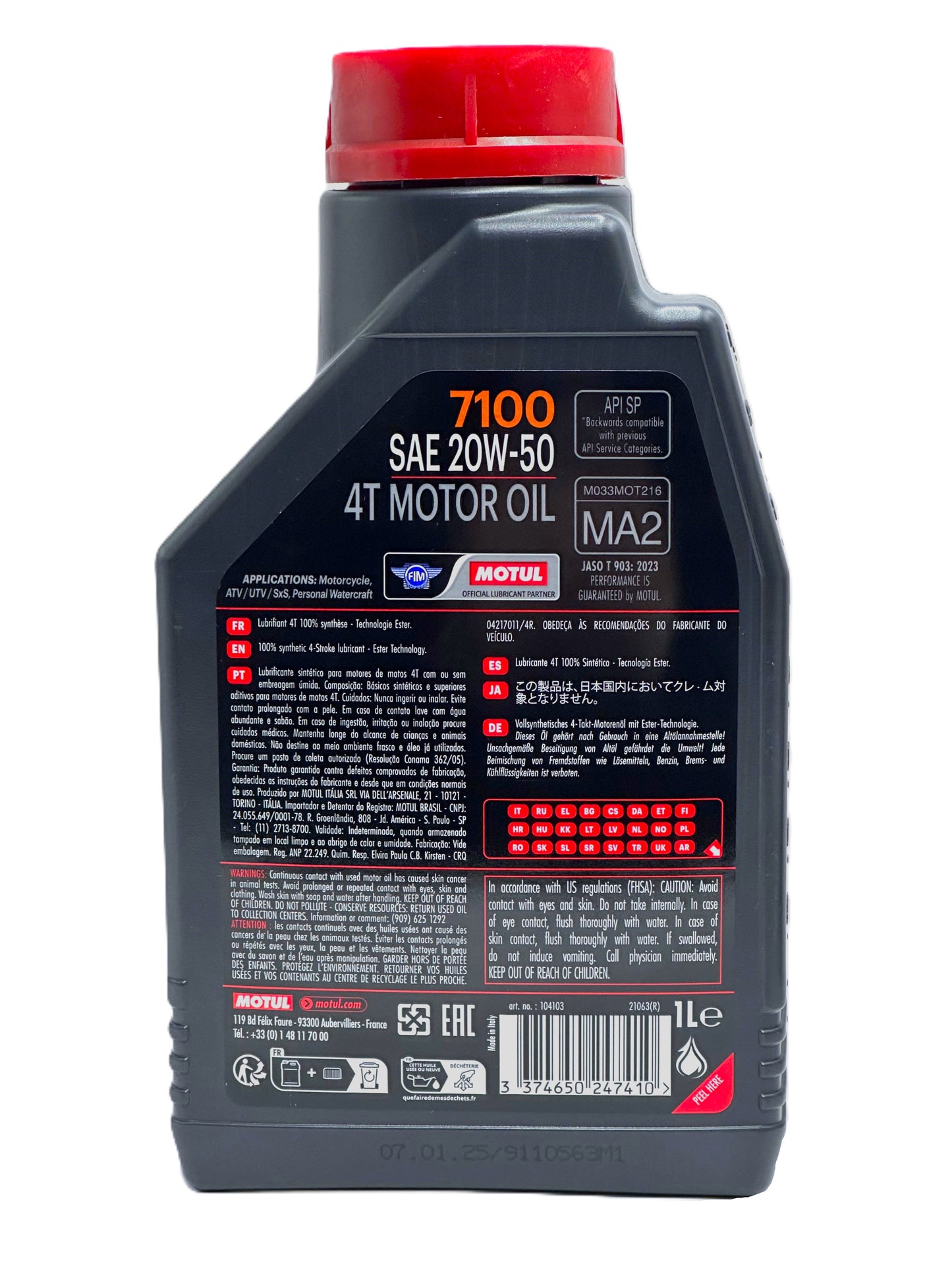 Motul 7100 4T 20W-50 — Aceite de motor 100% sintético para moto