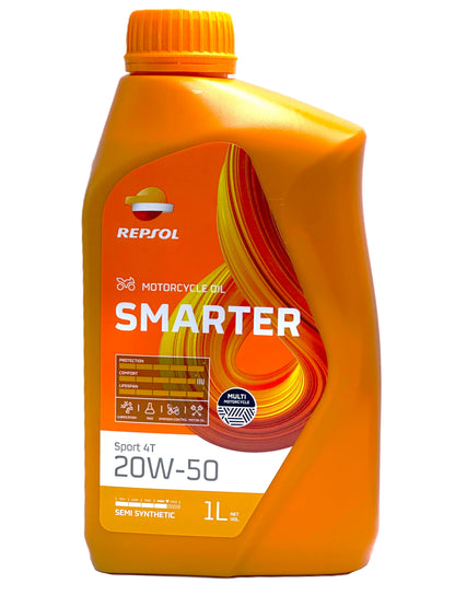 Repsol Smarter 4T 20W-50 — Aceite de motor semisintético para moto